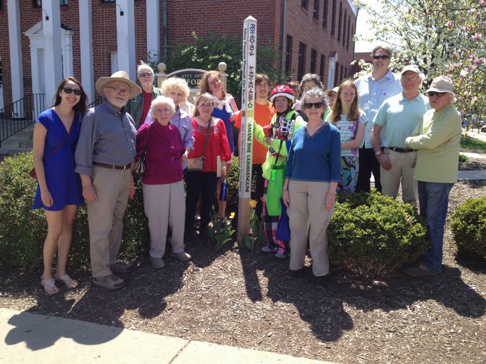 OCPJ members and friends in attendance for the official dedication of the new Peace Pole during Earthfest 2014.